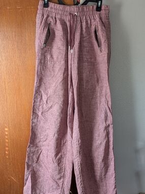 Athleta Dusty Rose Linen-Blend Wide Leg Pants Size 6